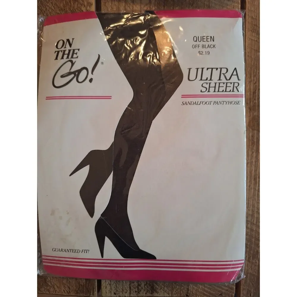 2/On the Go Ultra Sheer Offblack Pantyhose Sz XL Queen 2/ Knee Highs Nude One Sz